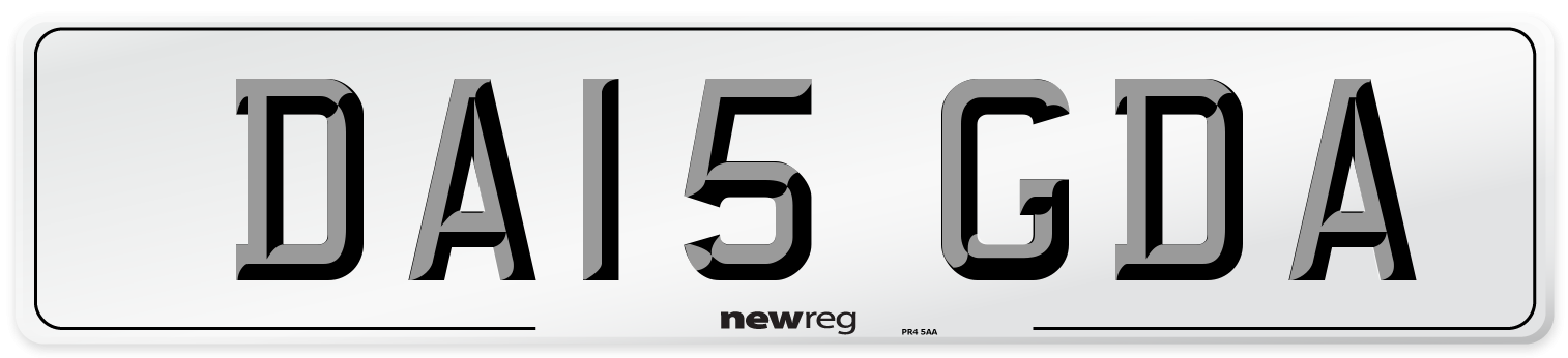 DA15 GDA Number Plate from New Reg